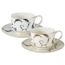 Набор: 2 чашки + 2 блюдца для чая Элегия и Элегия Голд